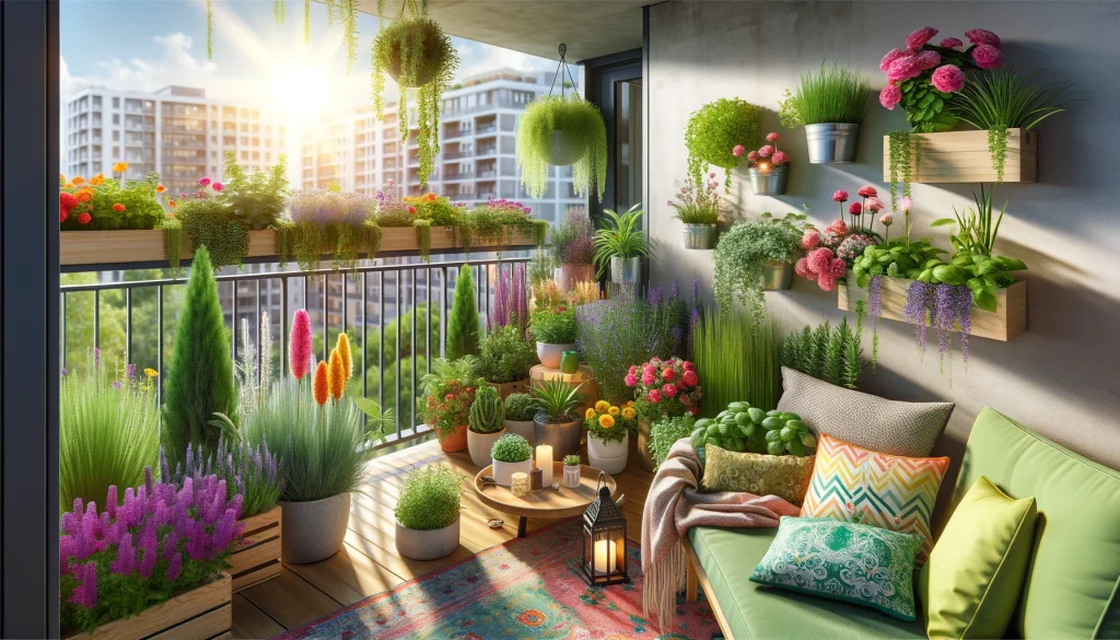 A bright and beautiful balcony garden